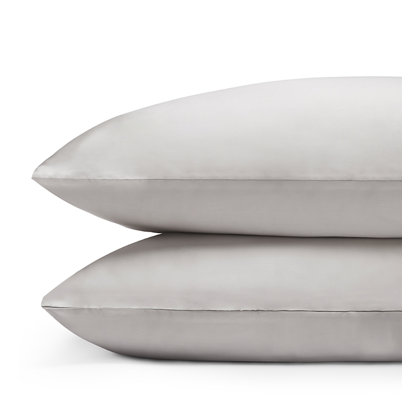 Gingerlily Silk Solid Pillowcase, Standard In Silver