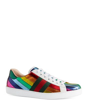 Gucci Men's Ace Metallic Leather Rainbow Sneakers | Bloomingdale's
