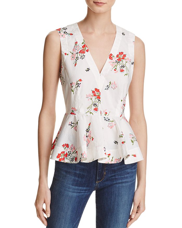 REBECCA TAYLOR 4 Marguerite black floral cold-shoulder crop top midi $250