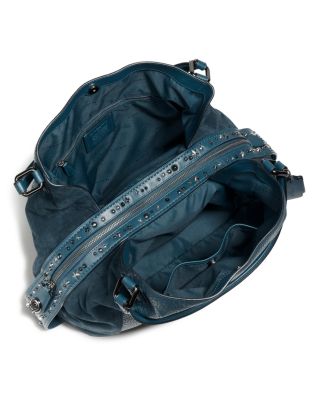 COACH Edie Shoulder Bag 42 in Mixed Leathers with Star Rivets 