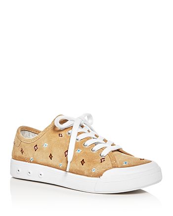 rag & bone - Women's Standard Issue Suede Embroidered Lace Up Sneakers