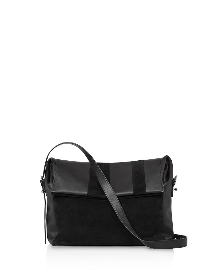 ALLSAINTS Casey Suede and Leather Shoulder Bag | Bloomingdale's