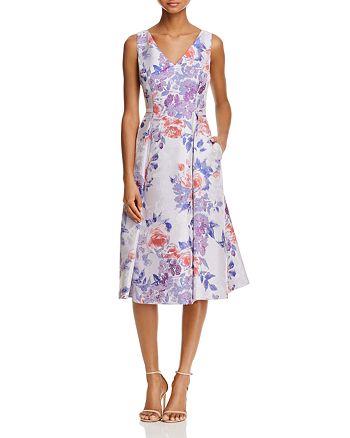 Adrianna Papell Sleeveless Floral Jacquard Dress | Bloomingdale's