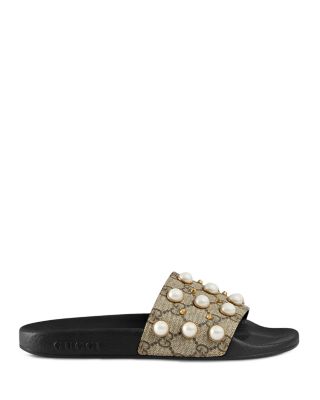 【国内発送】 ＊Peari Pool Slip-On Slide Sandals Bari Pool Slide in Black Nappa and Rubber