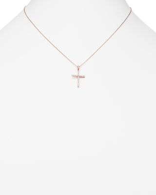 Diamond Cross Necklace in 14K Rose Gold, .25 tcw  