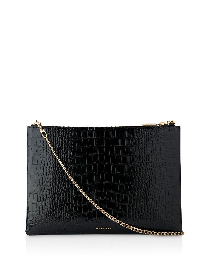 Whistles Rivington Shiny Croc-Embossed Leather Clutch | Bloomingdale's