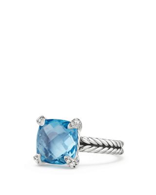 David Yurman - Ch&acirc;telaine&reg; Ring with Blue Topaz and Diamonds