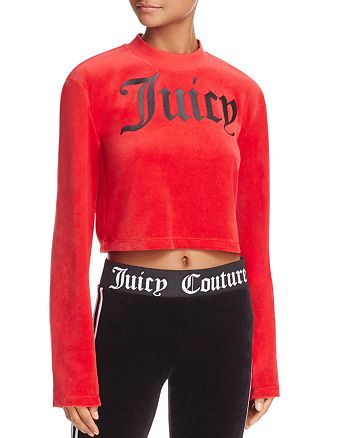 Juicy Couture Black Label Bell Sleeve Velour Cropped Top ...
