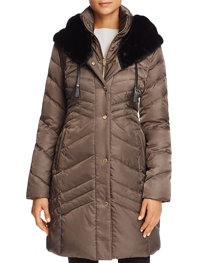 Via Spiga Faux Fur Trim Pillow Collar Puffer Coat Bloomingdale s