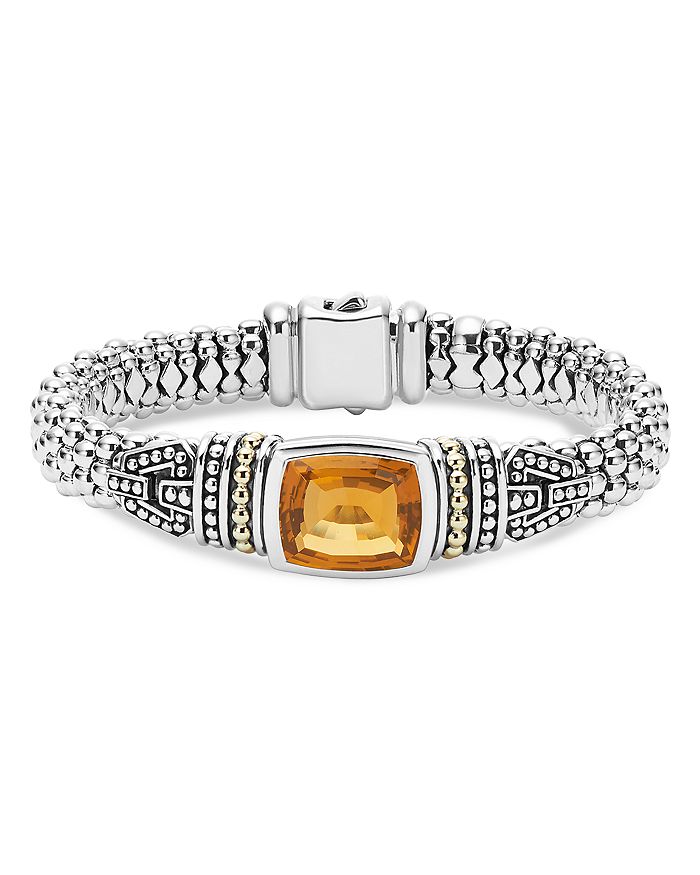 LAGOS 18K GOLD AND STERLING SILVER CAVIAR COLOR BRACELET WITH CITRINE,05-81125-CM