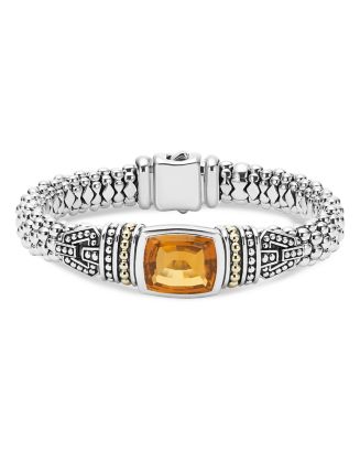 LAGOS 18K Gold and Sterling Silver Caviar Color Bracelet with Citrine ...