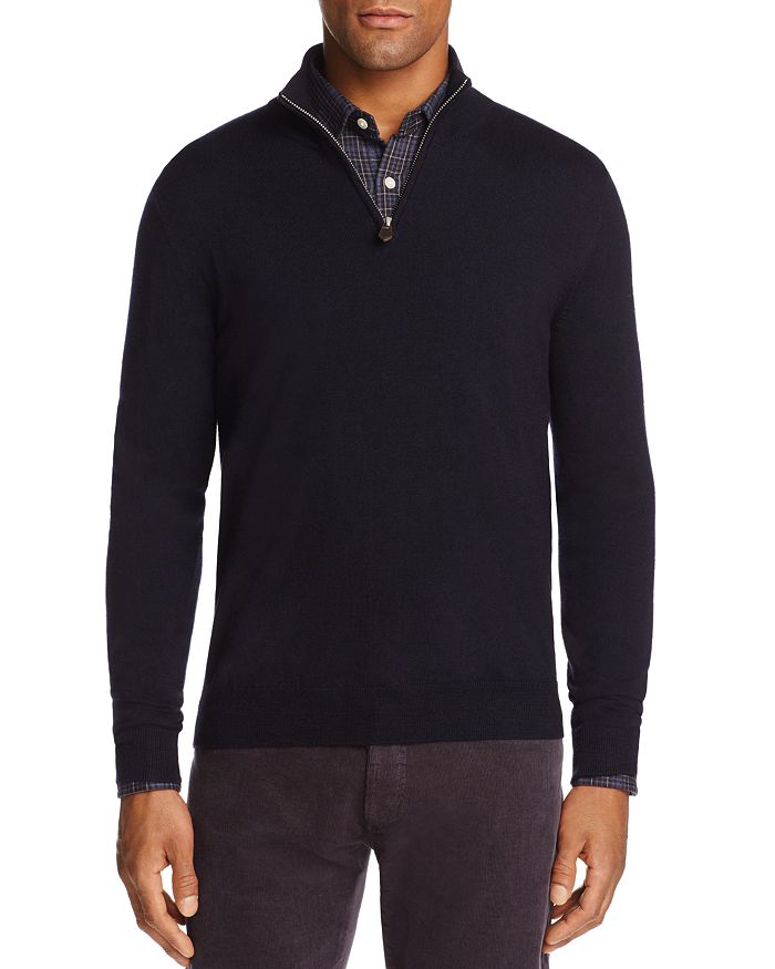 The Men's Store At Bloomingdale's Quarter-zip Merino Sweater - 100% Exclusive In Navy