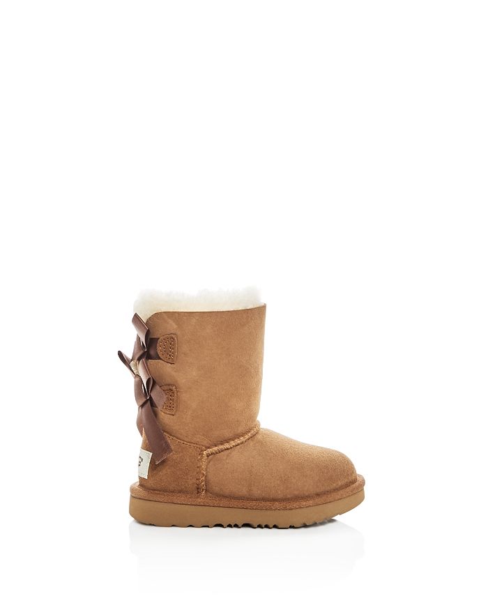 Shop Ugg Girls' Bailey Bow Ii Shearling Boots - Toddler In Chestnut