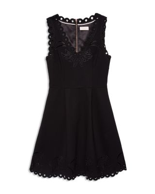 green emerald velvet dress Black | Sleeveless Lace Applique Midi Dress main image 0