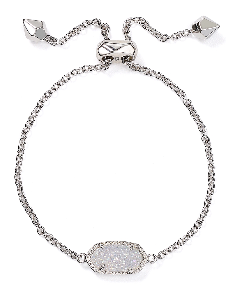 Kendra Scott Elaina Druzy-station Adjustable Bracelet In Rhodium/iridescent Drusy