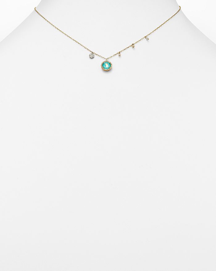 Shop Meira T 14k Yellow Gold Turquoise Doublet And Diamond Pendant Necklace With Cultured Freshwater Pearl Charms In Blue/gold