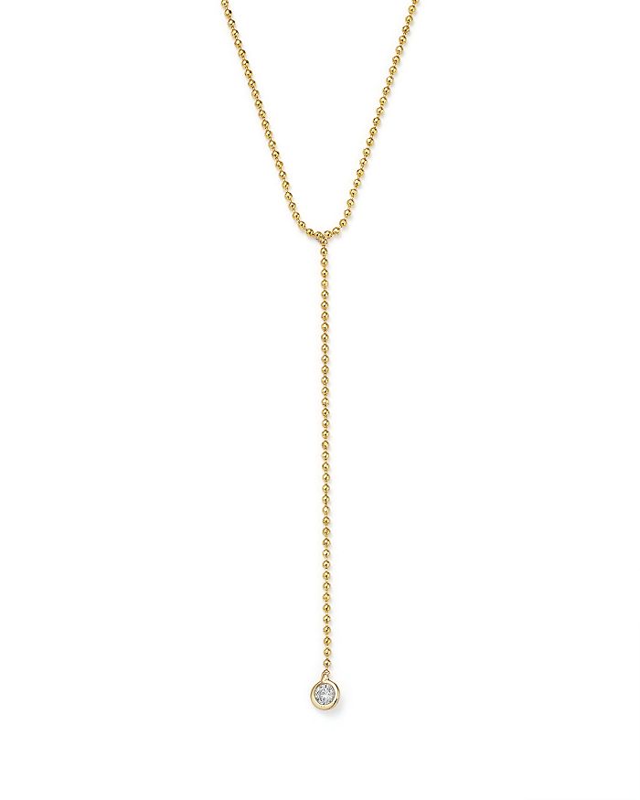 ZOË CHICCO 14K YELLOW GOLD BEADED CHAIN Y NECKLACE WITH DIAMOND, 16,SYN 51 D