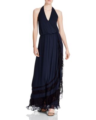 Robe Haute Hippie Grise - Col Drapé, Ceinture Chaîne - Taille XS - Occasion TBE