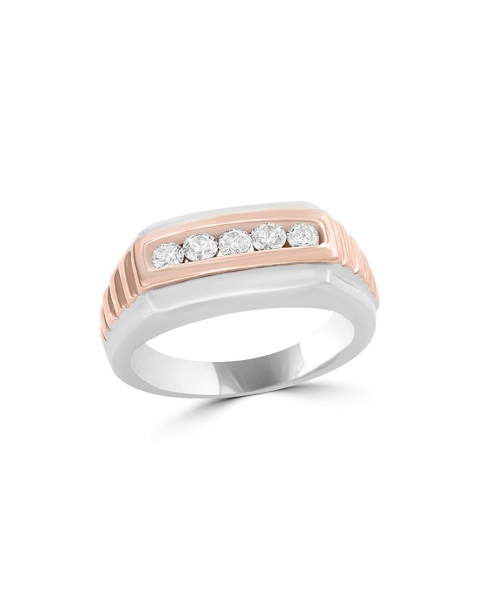 Bloomingdale's Diamond Men's Band In 14k White And Rose Gold, .45 Ct. T.w. - 100% Exclusive In White/rose