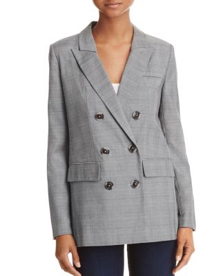 AQUA - Plaid Double-Breasted Blazer - 100% Exclusive