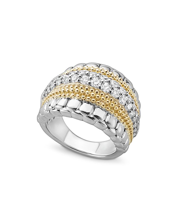 LAGOS - 18K Gold and Sterling Silver Diamond Lux Ring