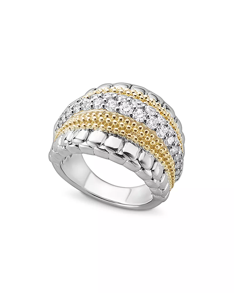 Lagos 18K Gold and Sterling Silver Diamond Lux Ring