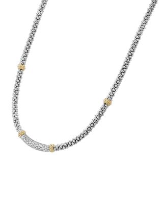 18K Gold and Sterling Silver Diamond Lux Station Necklace, 16"