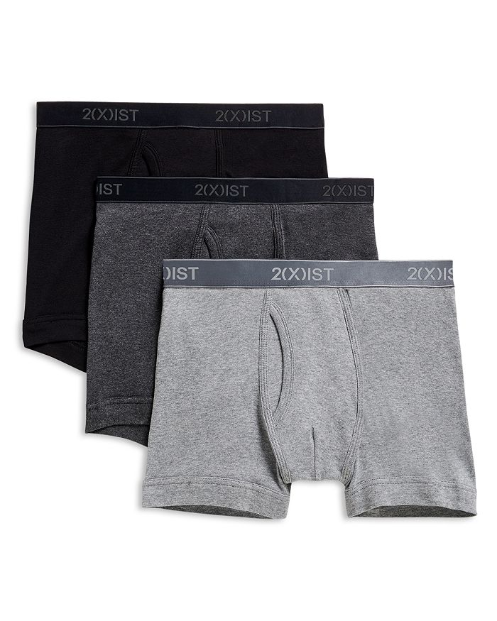 2(x)ist Men's Underwear, Essentials Boxer Brief 3 Pack In Black/grey