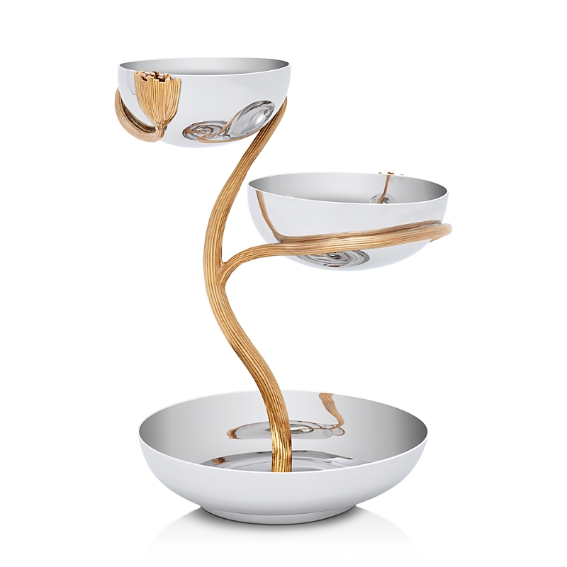 L'objet Deco Leaves Medium 3-tier Server In Silver