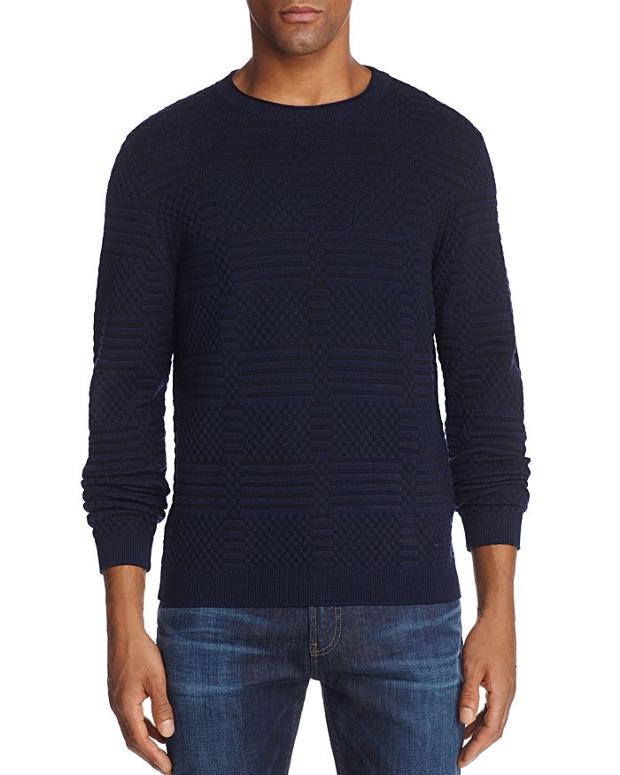 Armani Multi Textured Check Sweater | Bloomingdale's