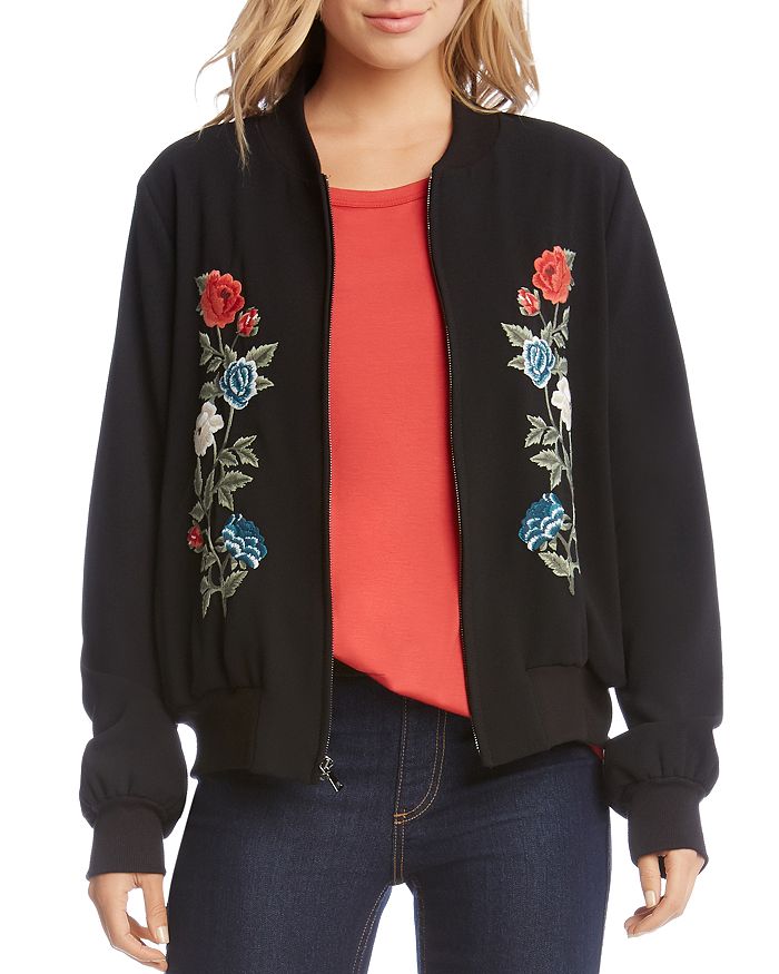 Karen Kane Floral Embroidered Bomber Jacket | Bloomingdale's
