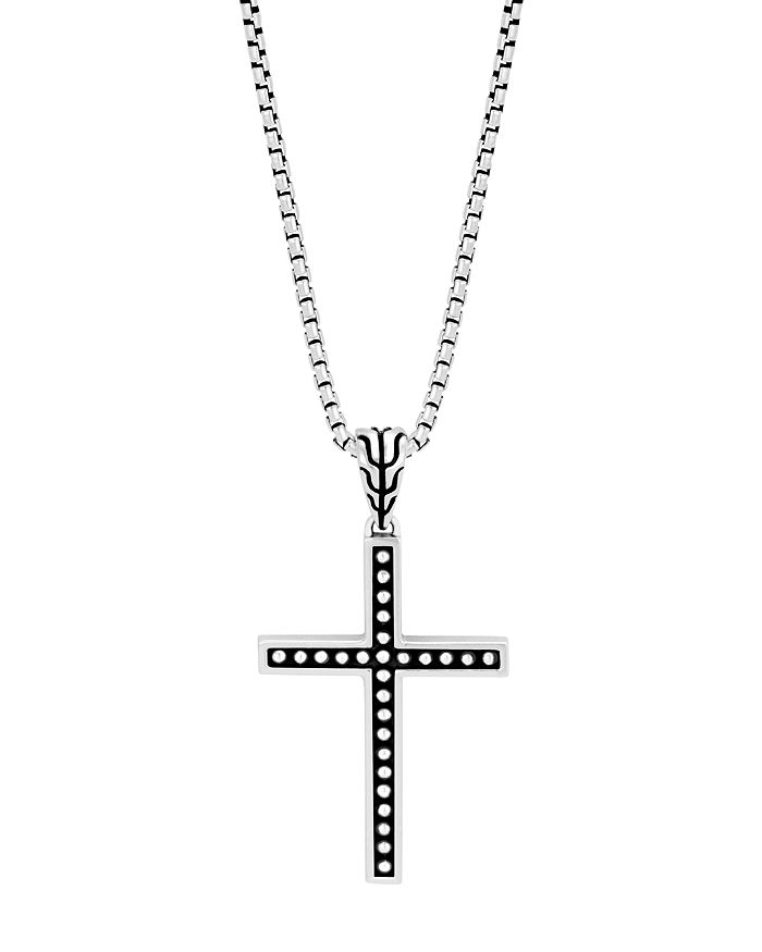 Shop John Hardy Sterling Silver Classic Chain Jawan Cross Pendant Necklace, 20
