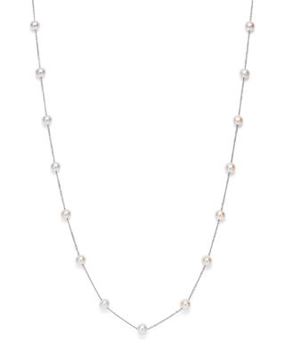 Bloomingdale's Fine Collection - Cultured Freshwater Pearl Station Necklace in 14K White Gold, 16"