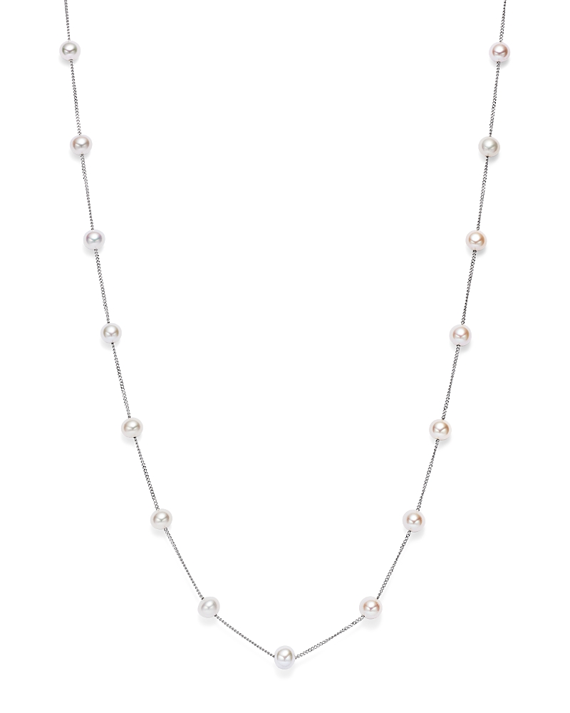 Bloomingdale's Fine Collection Cultured Freshwater Pearl Station Necklace in 14K White Gold, 16