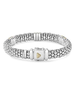 18K Gold & Sterling Silver Diamond Lux Three Station Bracelet, 9mm