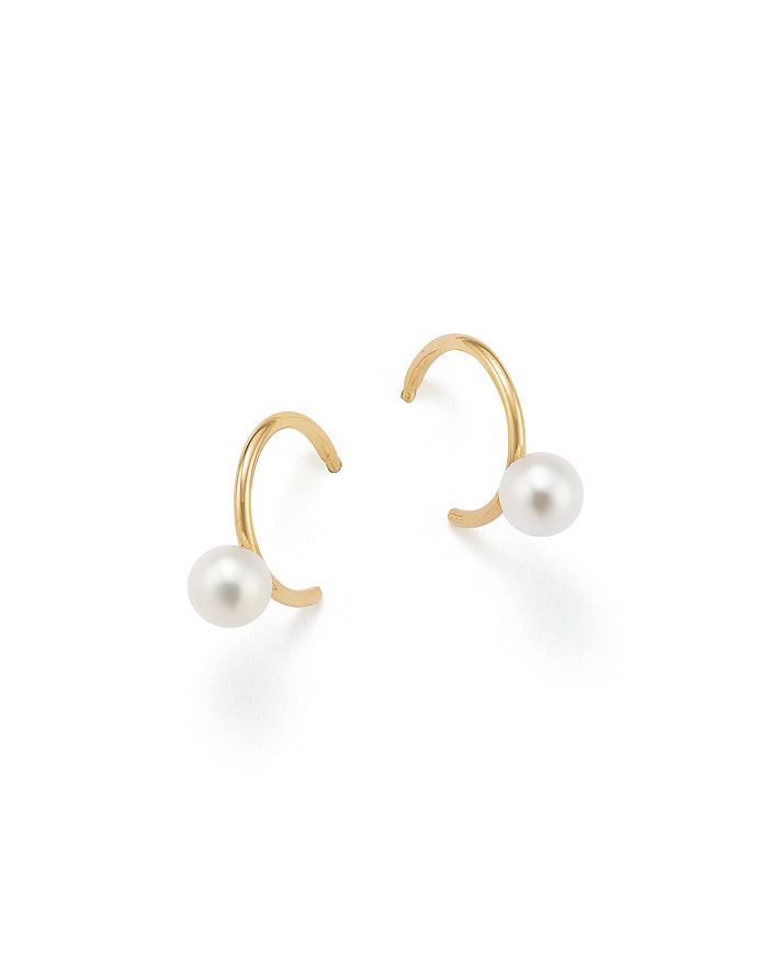 Zoë Chicco 14k Yellow Gold & Cultured Freshwater Pearl Huggie Hoop Earrings In White/gold