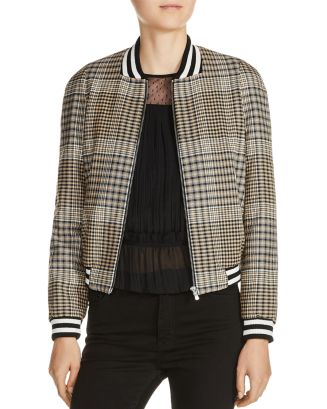 Maje Houndstooth Plaid Bomber Jacket | Bloomingdale's