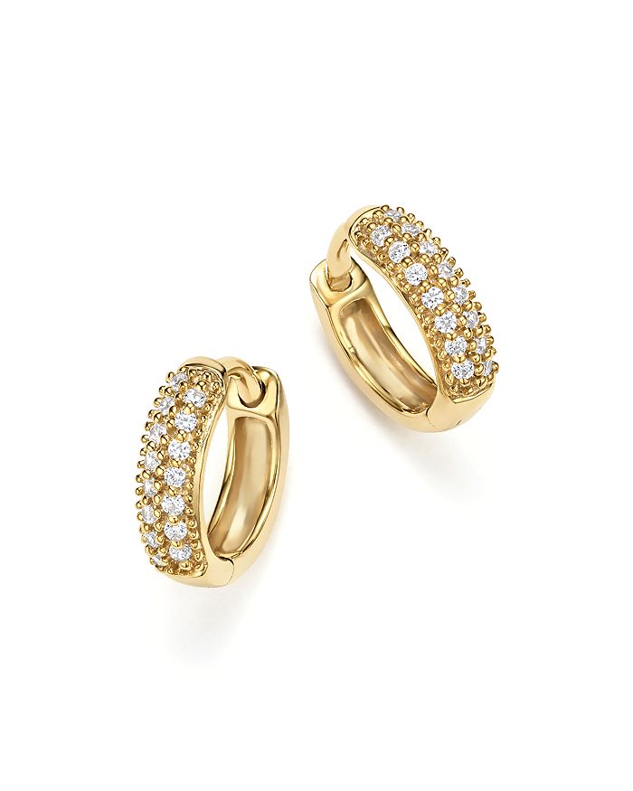 Bloomingdale's Diamond Mini Hoop Earrings In 14k Yellow Gold, .15 Ct. T.w. - 100% Exclusive In White/gold