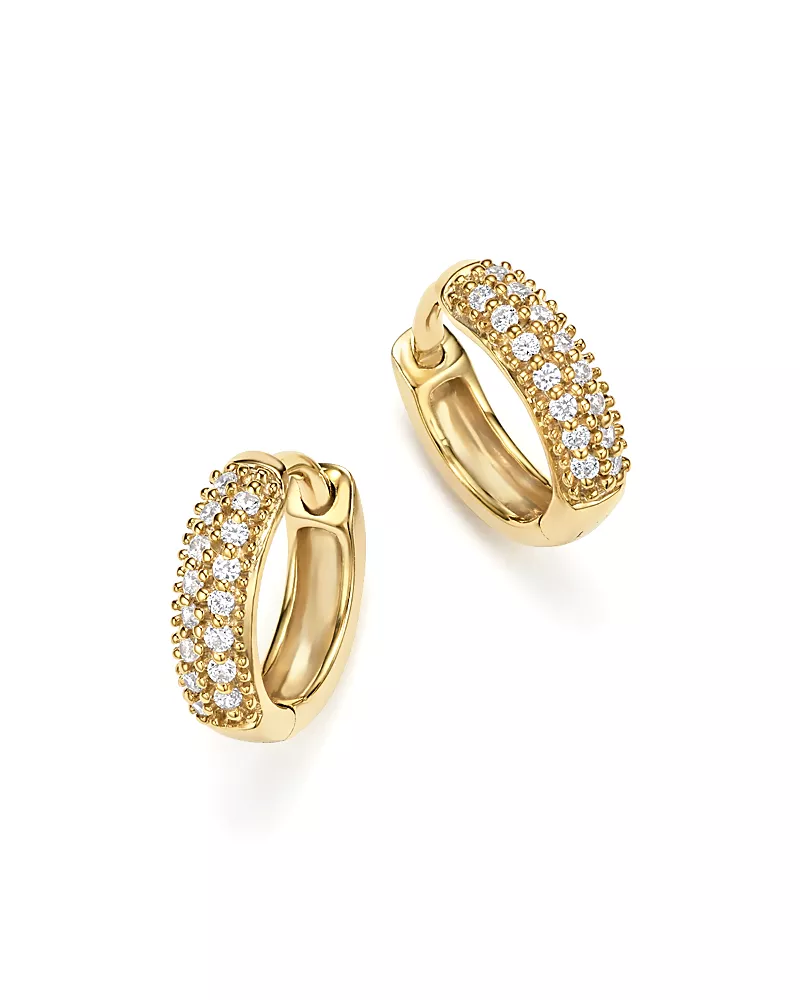 Bloomingdale's Fine Collection Diamond Mini Hoop Earrings in 14K Yellow Gold, .15 tcw