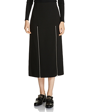Maje Jona Zip-Detail Slit Midi Skirt at Bloomingdale's
