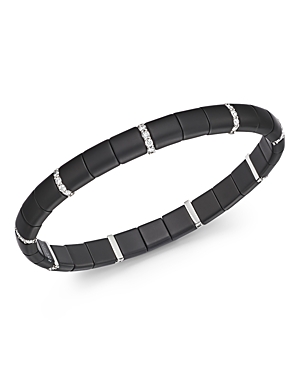 Roberto Demeglio 18K White Gold & Matte Black Ceramic Pura Stretch Bracelet with Diamonds