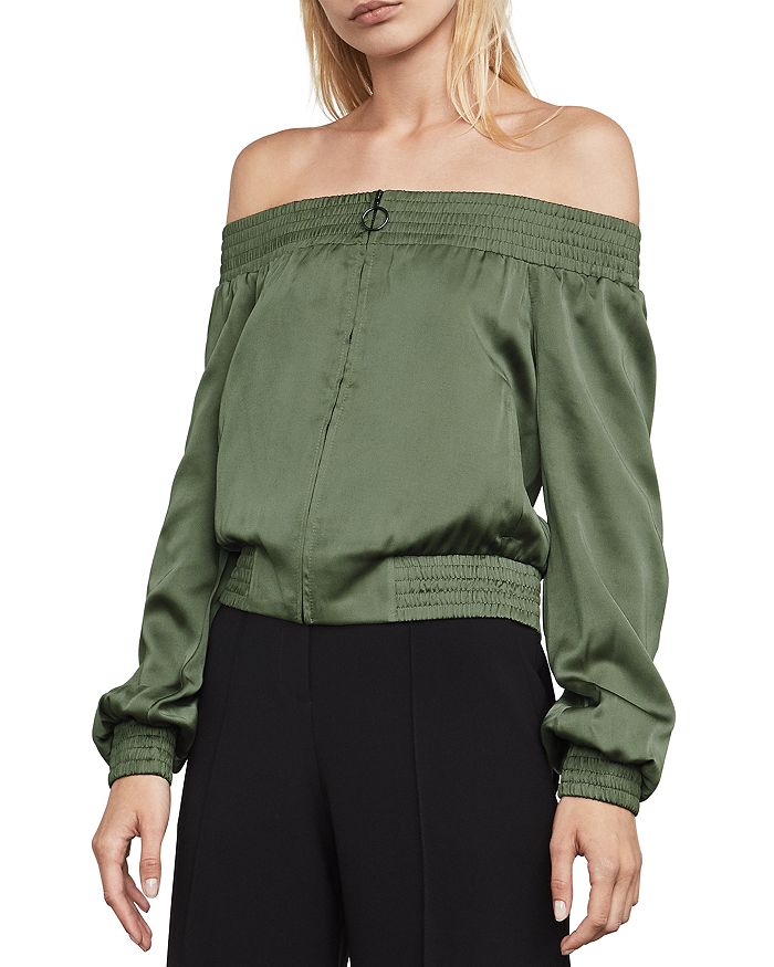 BCBGMAXAZRIA Marco Off the Shoulder Bomber Jacket Bloomingdale s