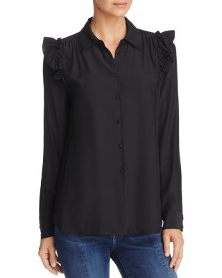 FRAME FRAME Ruffled-Shoulder Silk Blouse | Bloomingdale's