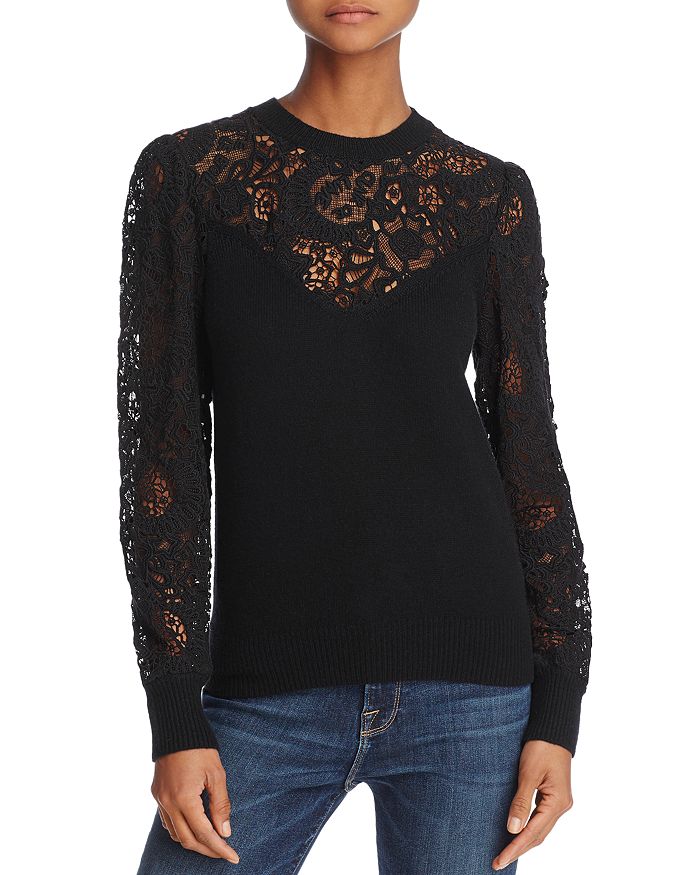 Rebecca Taylor Lace Mixed-Media Sweater | Bloomingdale's