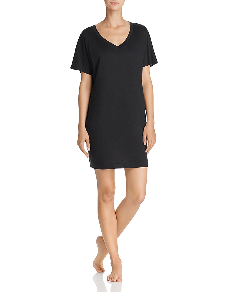 Hanro Laura Knit Sleep Shirt In Black