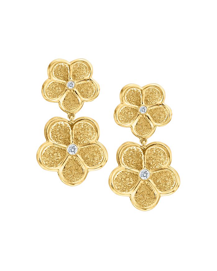 Gumuchian 18k Yellow Gold G Boutique Daisy Diamond Dangle Earrings In White/gold