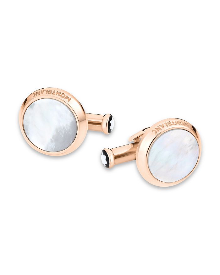 Shop Montblanc Mother-of-pearl Cufflinks In Silver
