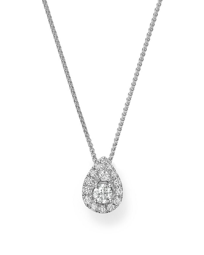 Bloomingdale's Diamond Cluster Teardrop Pendant Necklace In 14k White Gold,.25 Ct. T.w. - 100% Exclusive