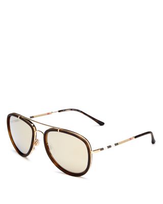 Burberry Mirrored Brow Bar Aviator Sunglasses, 56mm  display picture 3