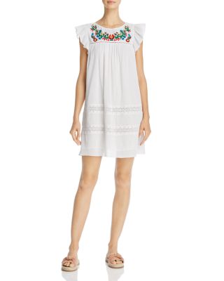 knee length dresses for ladies Rebecca Minkoff Cream Eyelet Mini Dress Size M main image 1